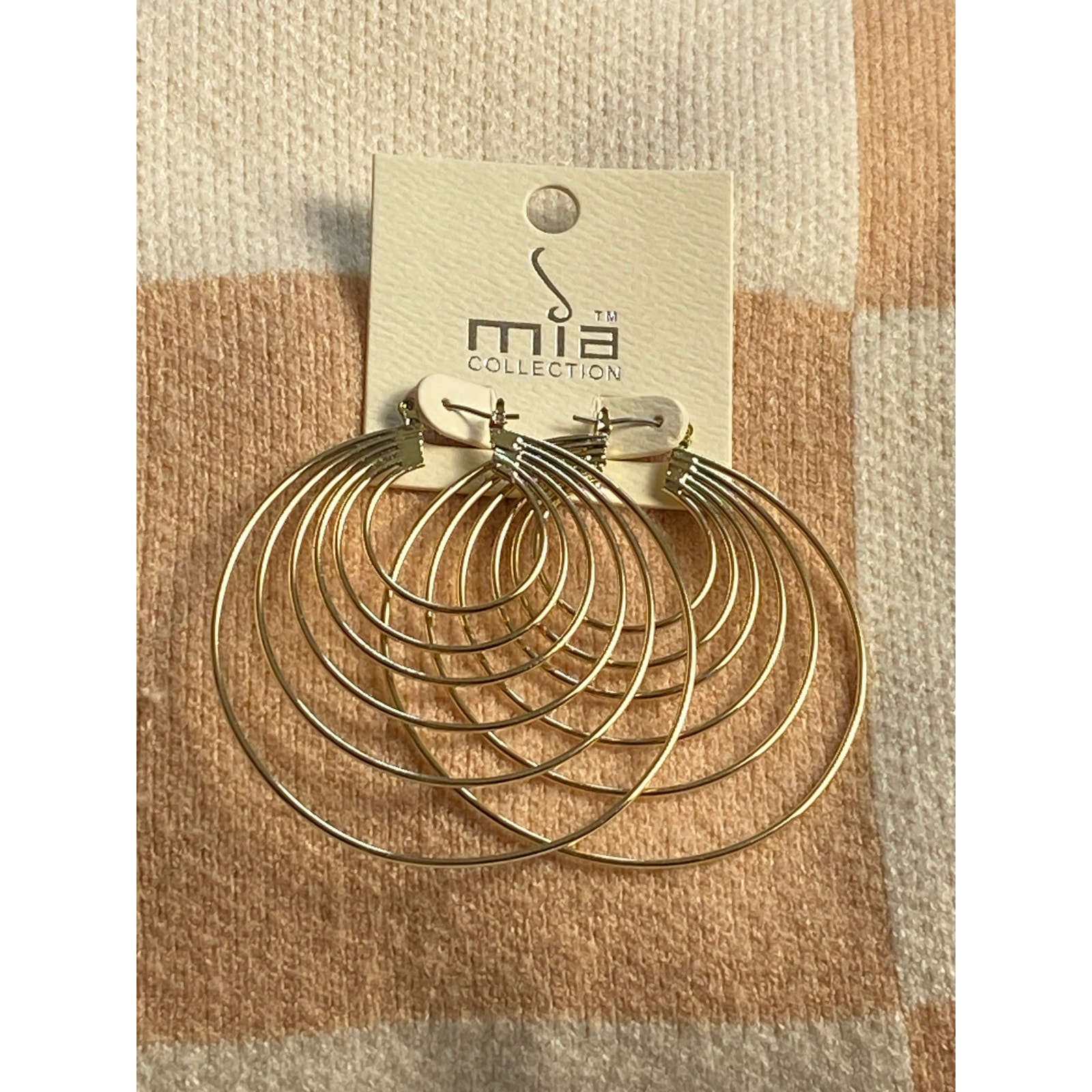 Mia Large Gold Toned Multi-Layer Hoops Nwt
